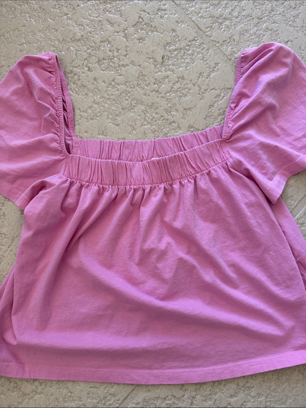H&M Pink Square Neck Puff Sleeve Top